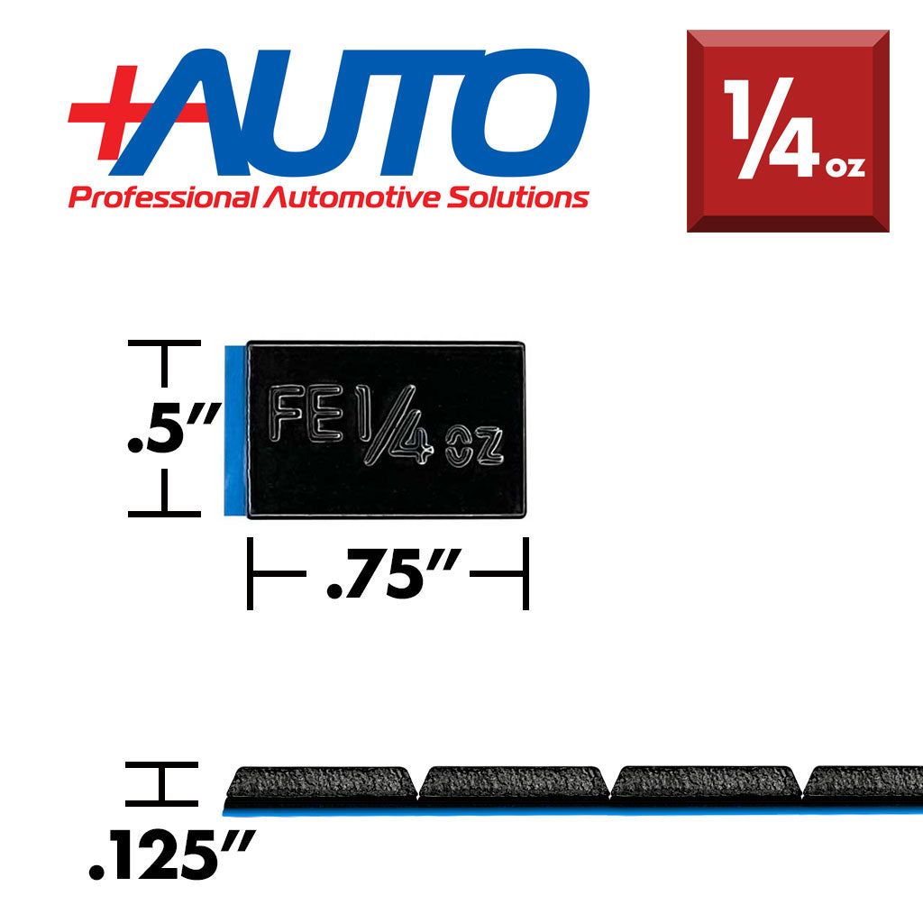 +AUTO | Steel 1/4 oz Stick-On Adhesive Tape Weight - 48 strips | 576 pcs | Black (PP25S48B576)