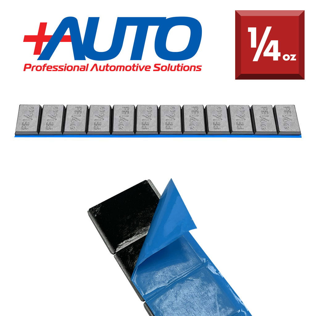 +AUTO | Steel 1/4 oz Stick-On Adhesive Tape Weight - 48 strips | 576 pcs | Silver (PP25S48S576)