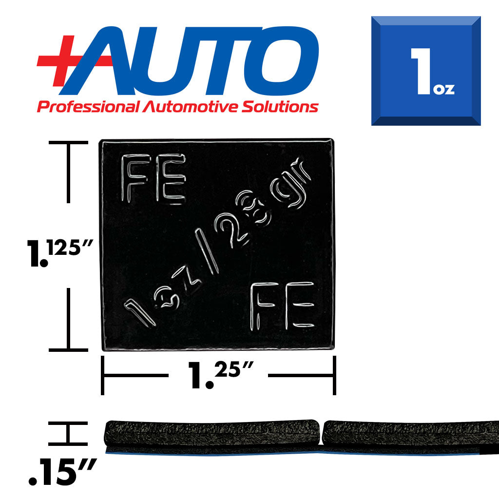 +AUTO | Steel 1.0 oz Stick-On Adhesive Tape Weight - 24 strips | 144 pcs | Black (PP100S24B144)