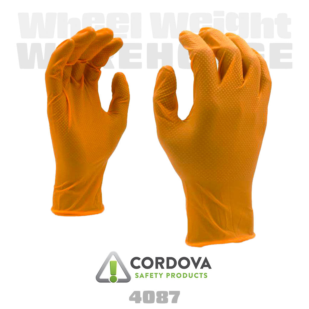 Cordova Safety Products | Nitri-Cor Diamond Disposable Powder-Free Orange Nitrile Gloves (4087*)