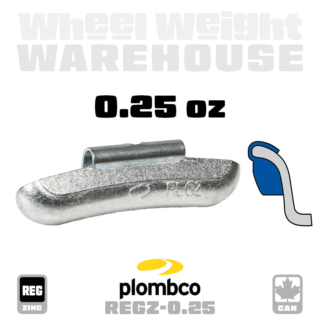 Plombco | REG-Style Uncoated Zinc - Passenger Clip-On Wheel Weights - (Choose Size)