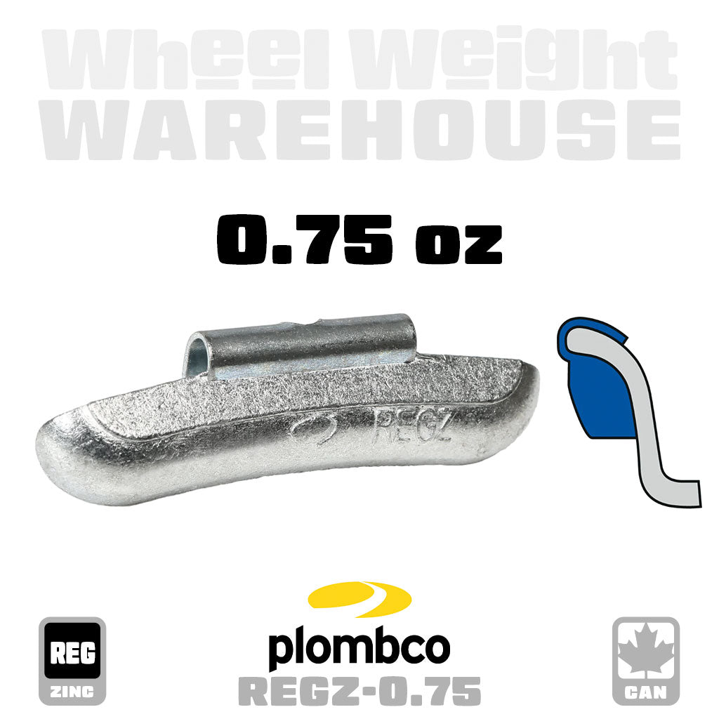 Plombco | REG-Style Uncoated Zinc - Passenger Clip-On Wheel Weights - (Choose Size)