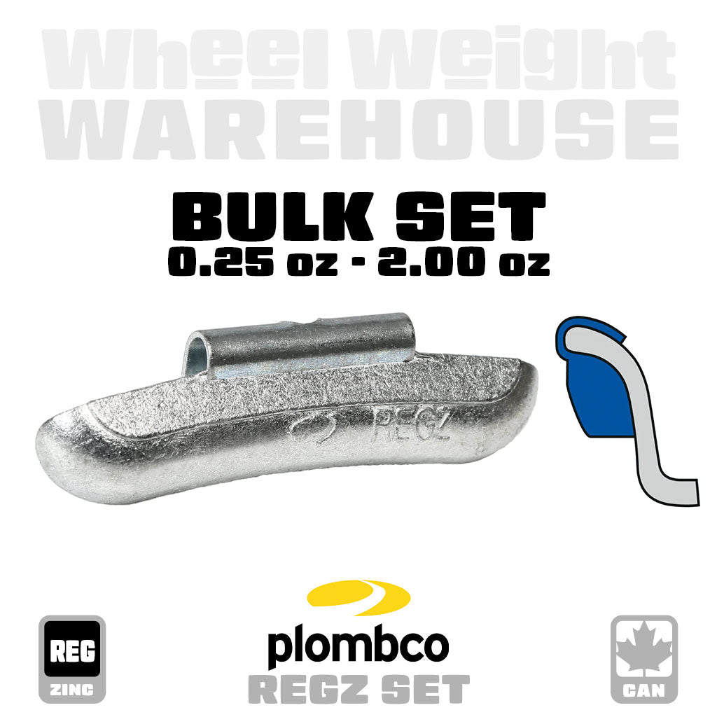 Plombco | REG-Style Uncoated Zinc - Passenger Clip-On Wheel Weights - (Choose Size)