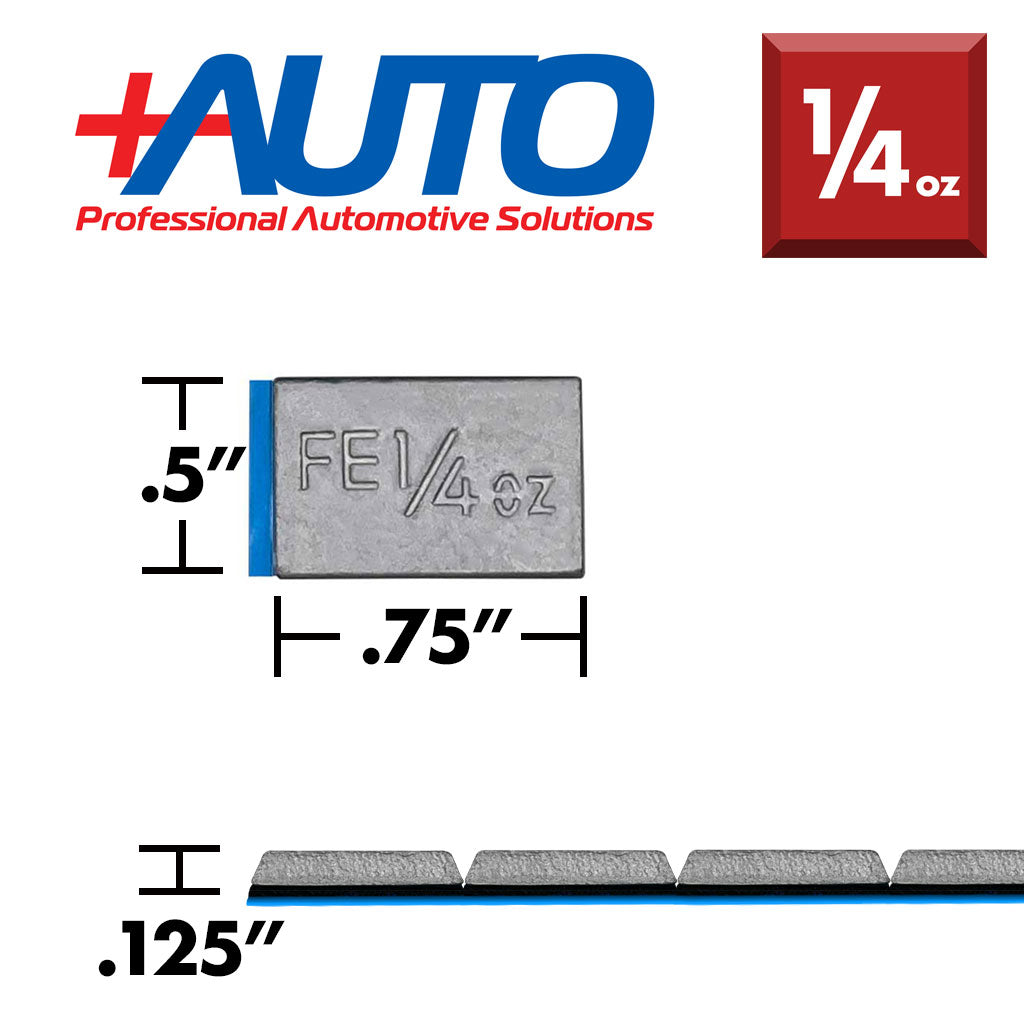 +AUTO | Steel 1/4 oz Stick-On Adhesive Tape Weight - 11.25 lb Roll | 720 pcs | Silver (PP25R11S720)