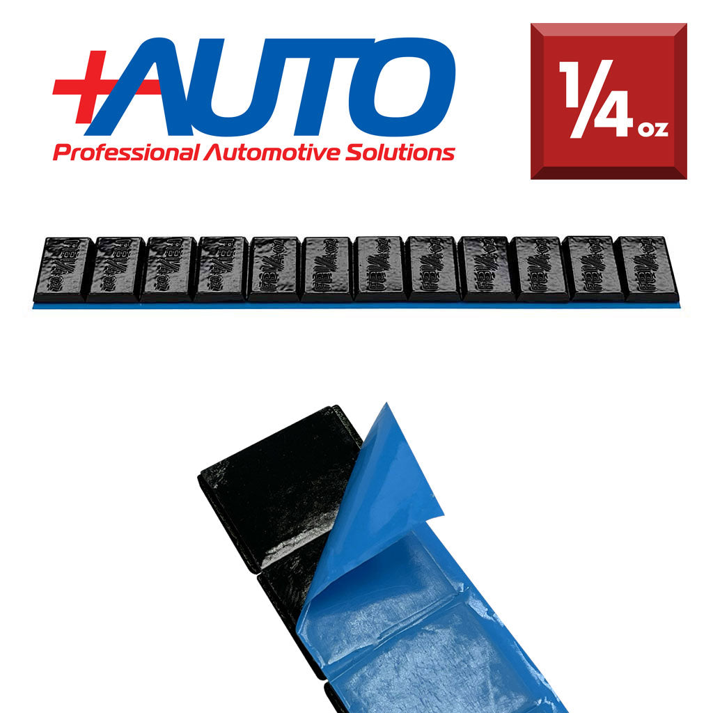 +AUTO | Steel 1/4 oz Stick-On Adhesive Tape Weight - 48 strips | 576 pcs | Black (PP25S48B576)