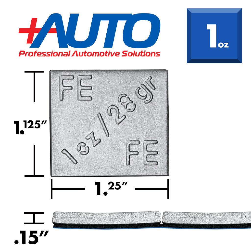 +AUTO | Steel 1.0 oz Stick-On Adhesive Tape Weight - 24 strips | 144 pcs | Silver (PP100S24S144)