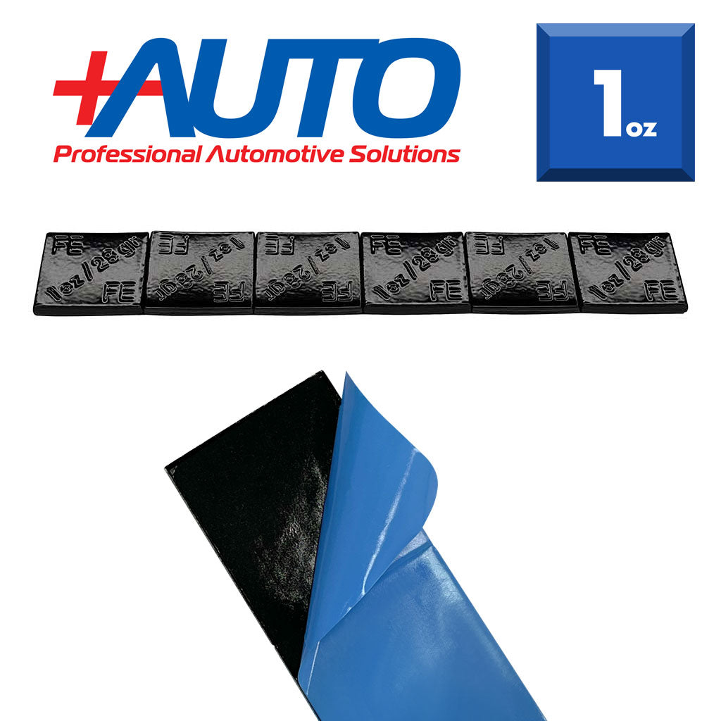 +AUTO | Steel 1.0 oz Stick-On Adhesive Tape Weight - 24 strips | 144 pcs | Black (PP100S24B144)