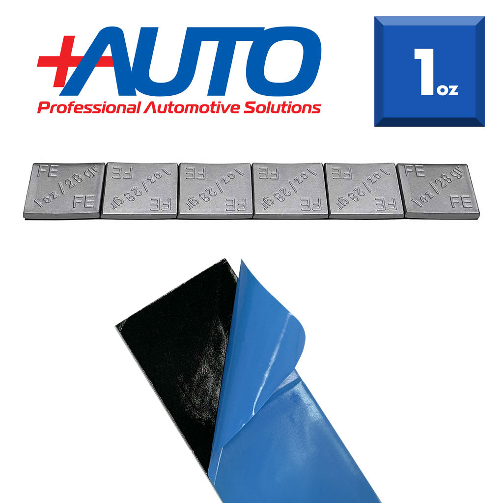 +AUTO | Steel 1.0 oz Stick-On Adhesive Tape Weight - 24 strips | 144 pcs | Silver (PP100S24S144)