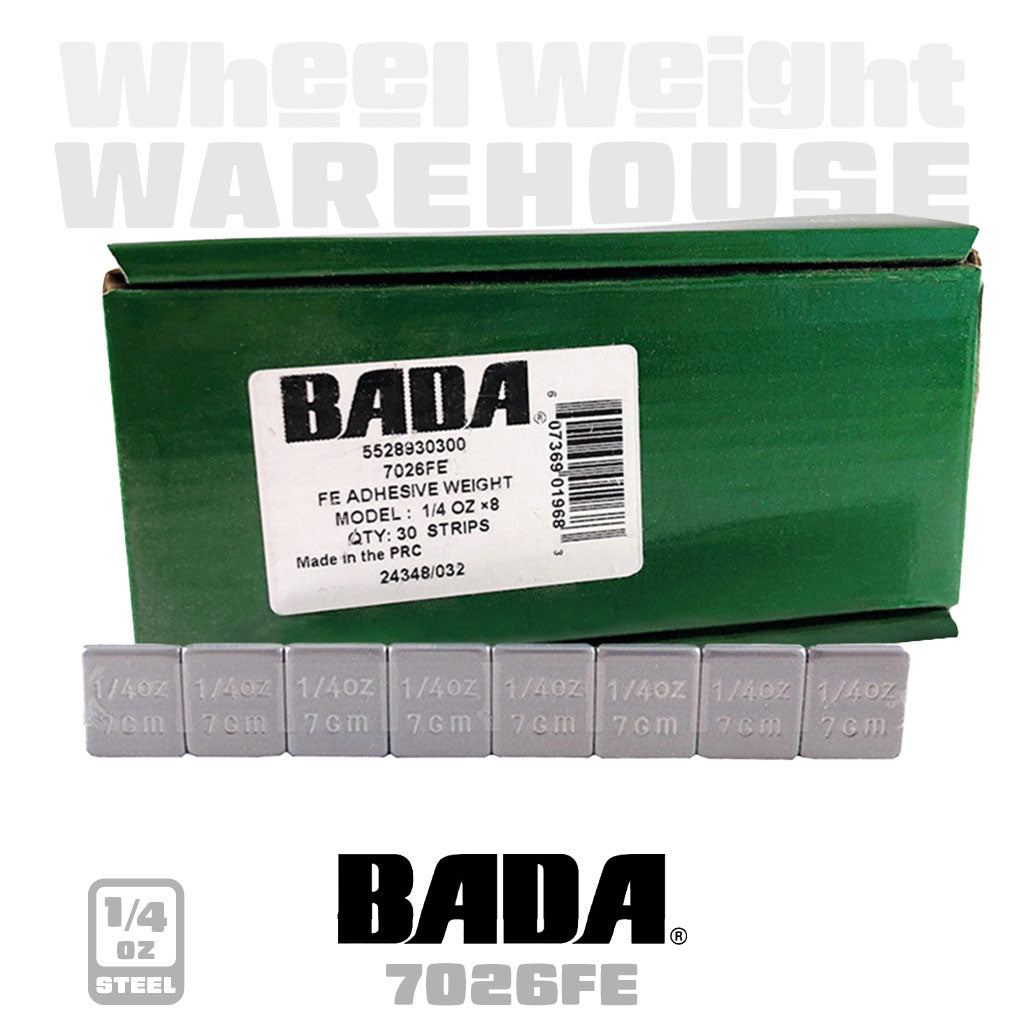 BADA | Steel 1/4 oz Stick-On Adhesive Tape Weight - 30 Strips | 240 pcs | Silver (7026FE)