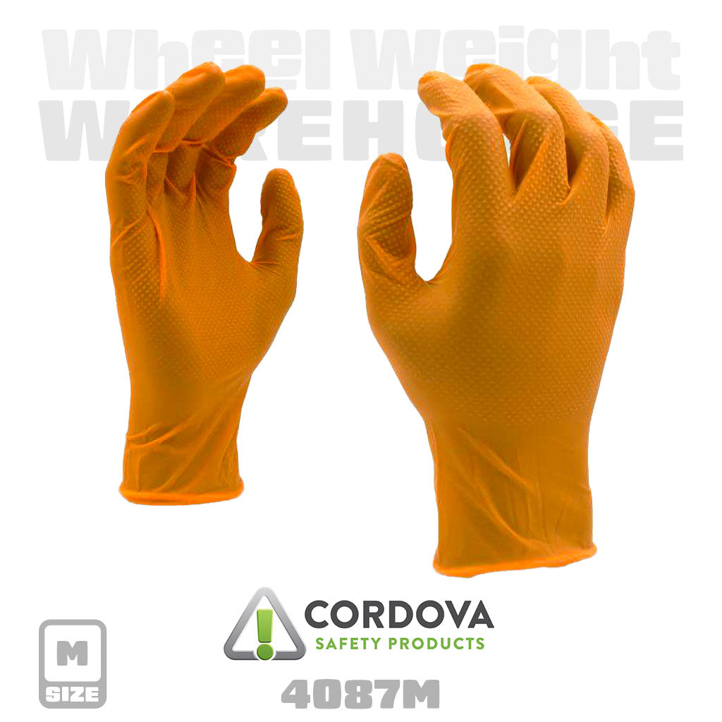 Cordova Safety Products | Nitri-Cor Diamond Disposable Powder-Free Orange Nitrile Gloves (4087*)