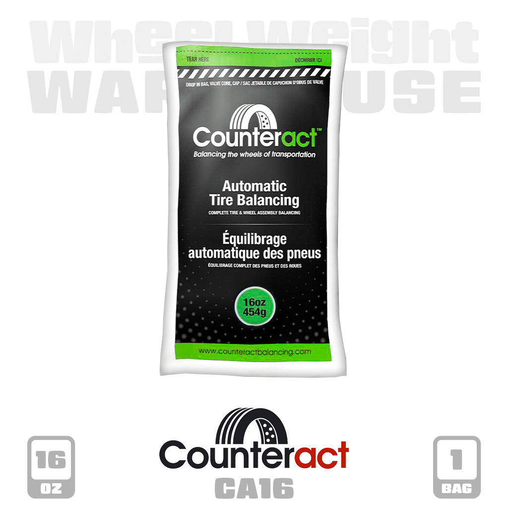 Counteract | 16 oz Tire Balancing Beads - Drop-In Bag with Valve Cap and Valve Core (CA16)