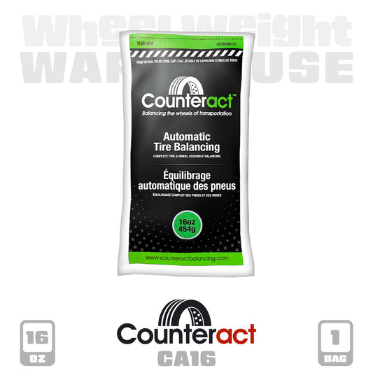 Counteract | 16 oz Tire Balancing Beads - Drop-In Bag with Valve Cap and Valve Core (CA16)