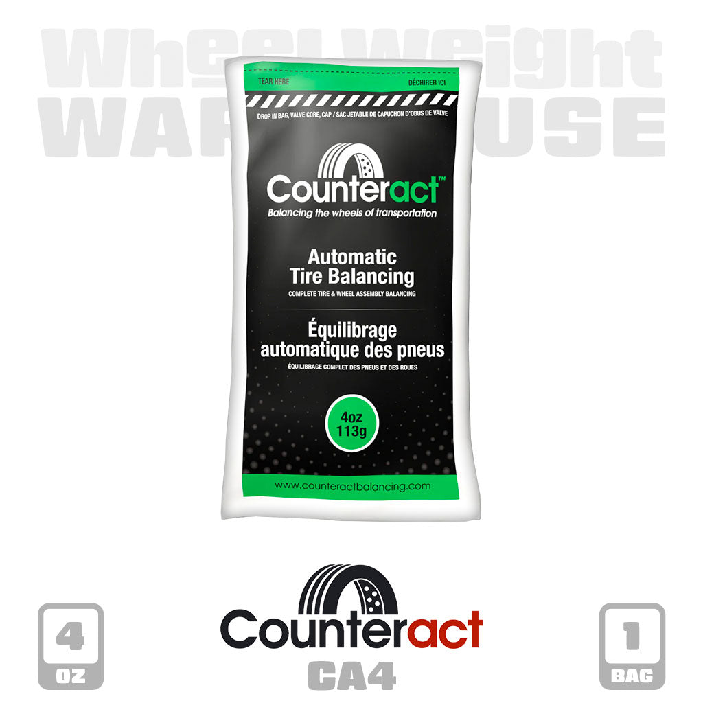 Counteract | 4 oz Tire Balancing Beads - Drop-In Bag with Valve Cap and Valve Core (CA4)