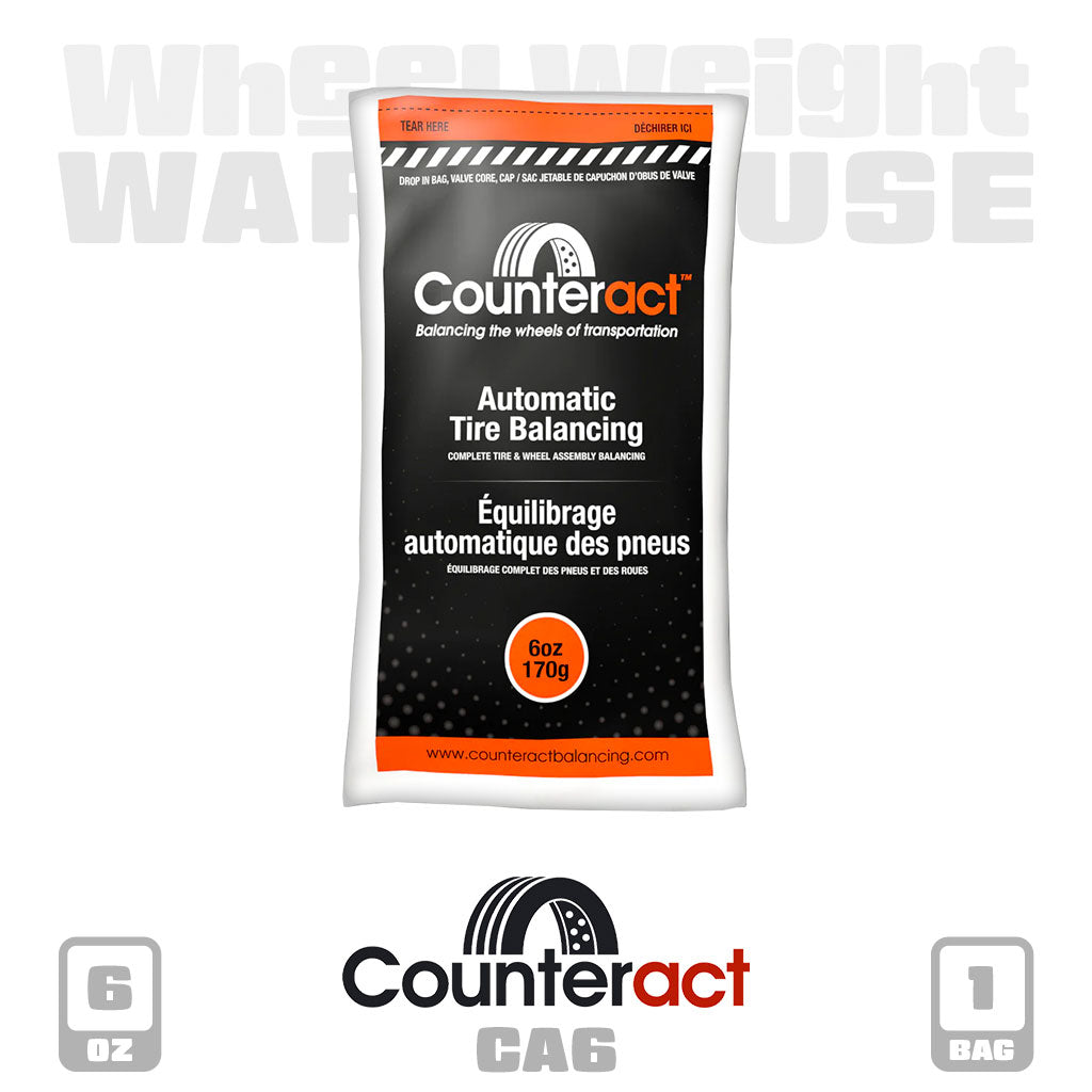 Counteract | 6 oz Tire Balancing Beads - Drop-In Bag with Valve Cap and Valve Core (CA6)
