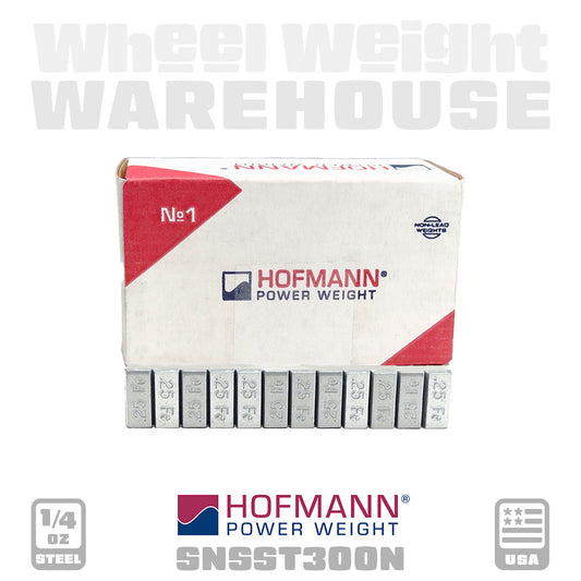 Hofmann | Steel 1/4 oz Stick-On Adhesive Tape Weight - 25 Strips | 300 pcs | Silver (SNSST300N)