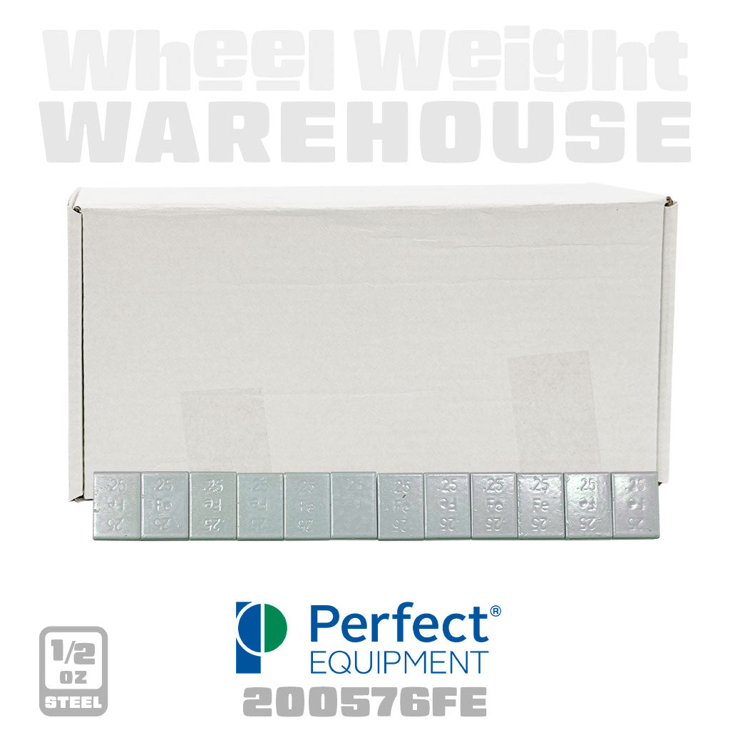 Perfect Equipment | Steel 1/4 oz Stick-On Adhesive Tape Weight - 48 Strips | 576 pcs | Silver (200576FE)