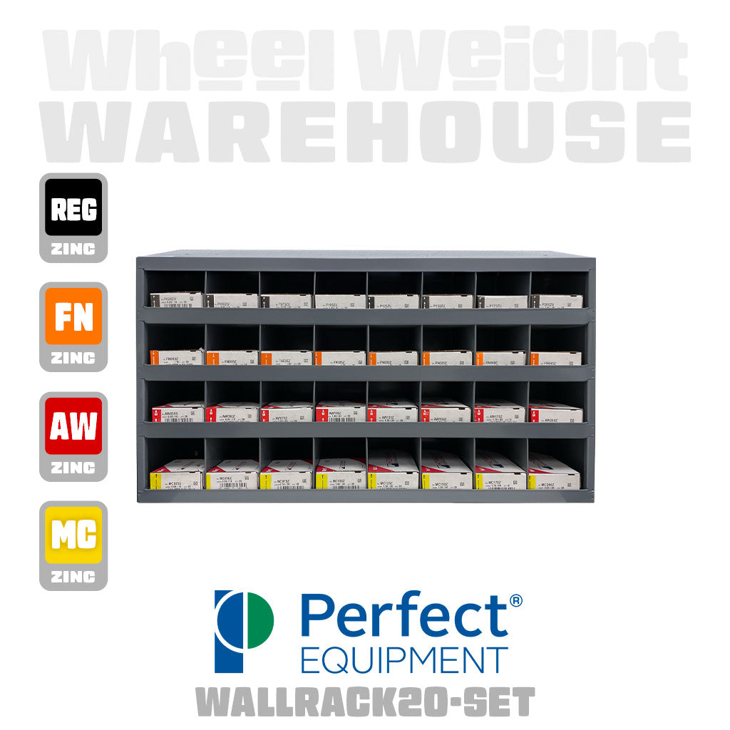 Perfect Equipment | Wheel Weight Rack: 4 Shelves - 19.25 x 34 x 8.5 (WALLRACK20)