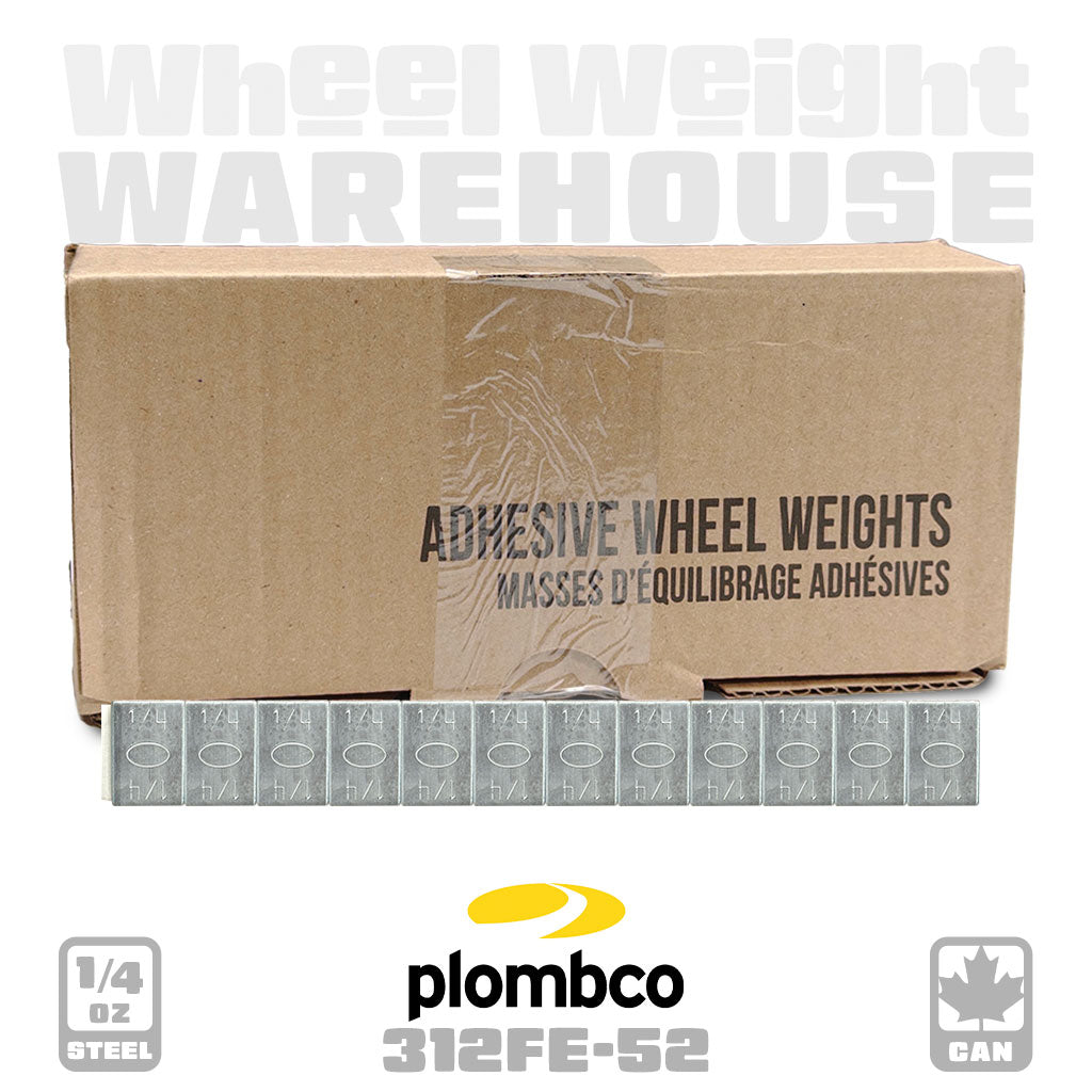 Plombco | Steel 1/4 oz Stick-On Adhesive Tape Weight - 52 Strips | 624 pcs | Silver (312FE-52)