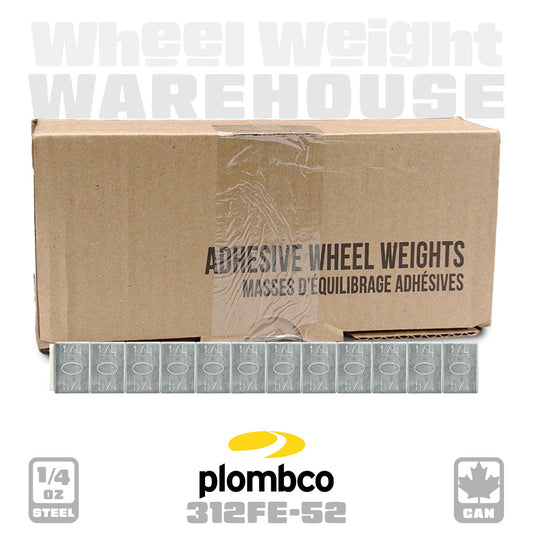 Plombco | Steel 1/4 oz Stick-On Adhesive Tape Weight - 52 Strips | 624 pcs | Silver (312FE-52)