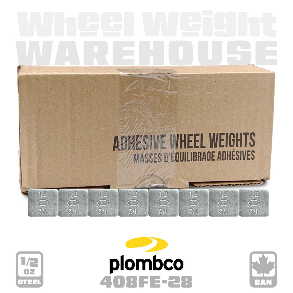 Plombco | Steel 1/2 oz Stick-On Adhesive Tape Weight - 28 Strips | 224 pcs | Silver (408FE-28)