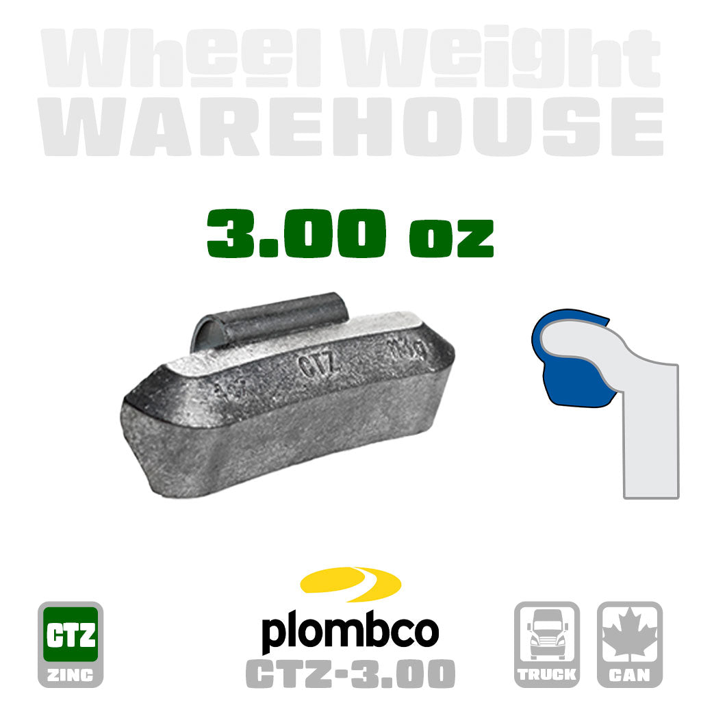 Plombco | CTZ-Style Uncoated Zinc - Truck Clip-On Wheel Weights - (Choose Size)