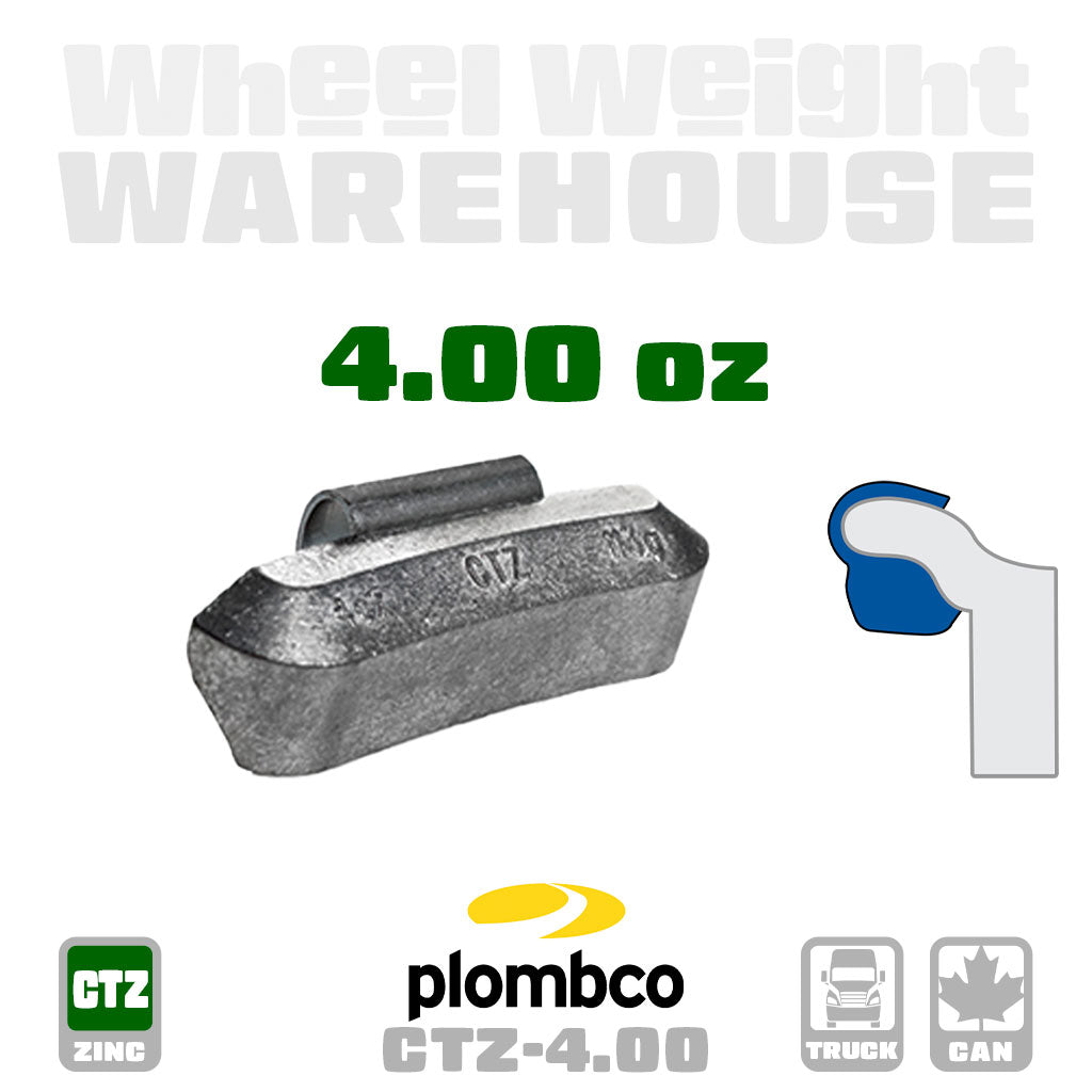 Plombco | CTZ-Style Uncoated Zinc - Truck Clip-On Wheel Weights - (Choose Size)