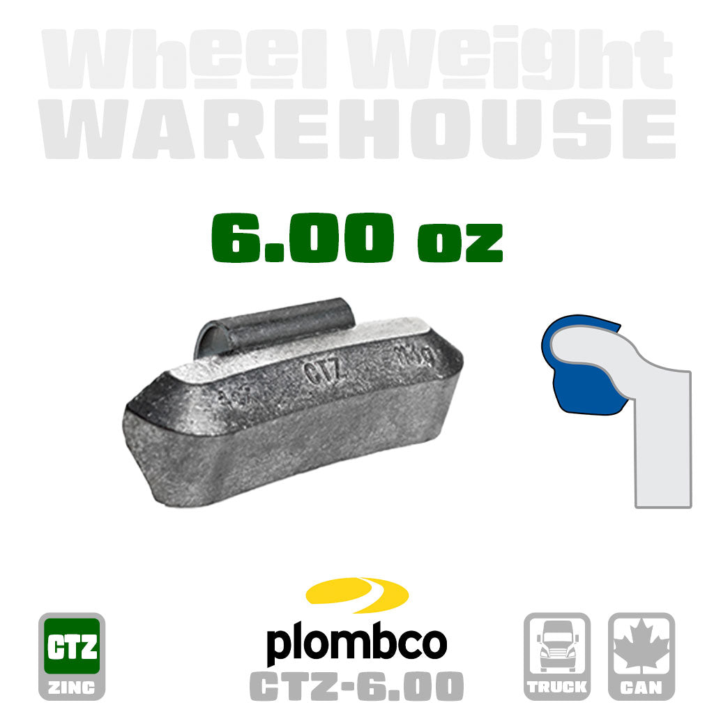 Plombco | CTZ-Style Uncoated Zinc - Truck Clip-On Wheel Weights - (Choose Size)