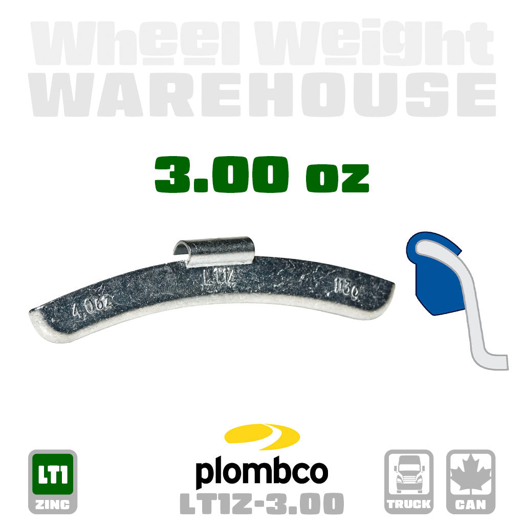 Plombco | LT1-Style Uncoated Zinc - Truck Clip-On Wheel Weights - (Choose Size)