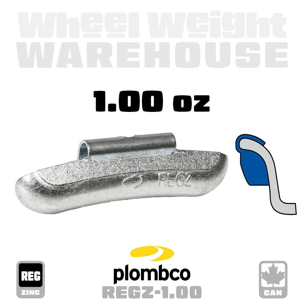 Plombco | REG-Style Uncoated Zinc - Passenger Clip-On Wheel Weights - (Choose Size)