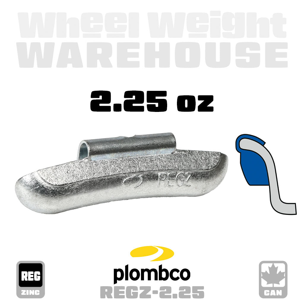 Plombco | REG-Style Uncoated Zinc - Passenger Clip-On Wheel Weights - (Choose Size)