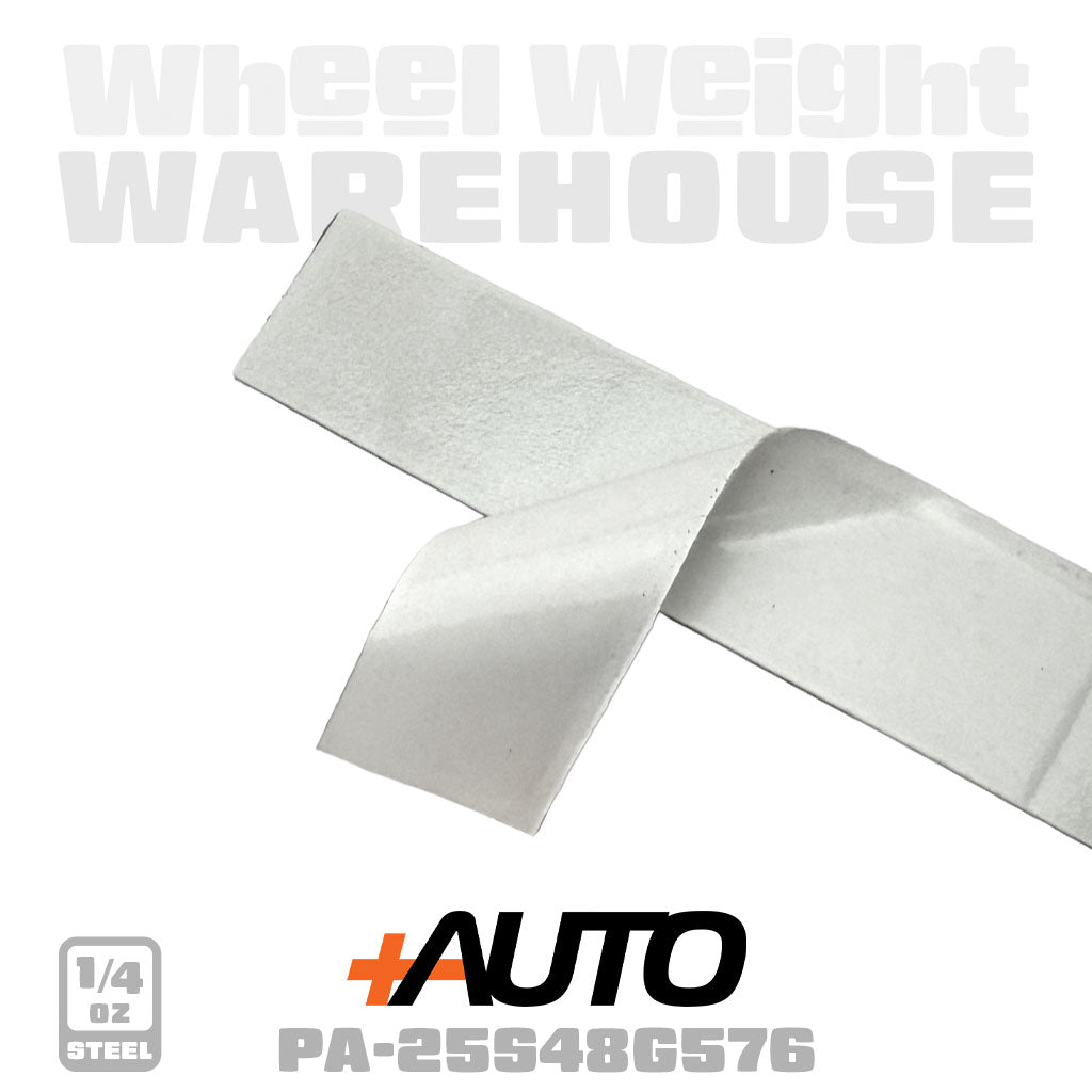 +AUTO | Steel 1/4 oz Adhesive Tape Wheel Weight - Value+ Series - 48 strips | 576 pcs | Gray (PA-25S48G576)