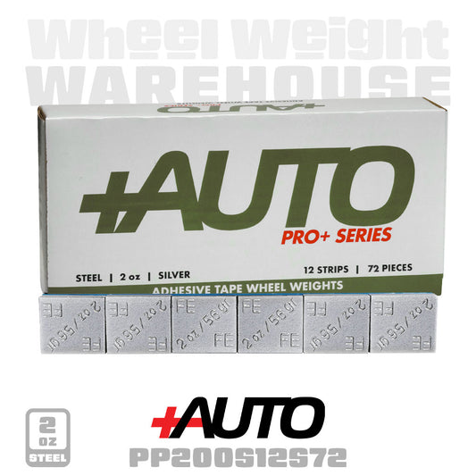 +AUTO | Steel 2.0 oz Stick-On Adhesive Tape Weight - 12 strips | 72 pcs | Silver (PP200S12S72)